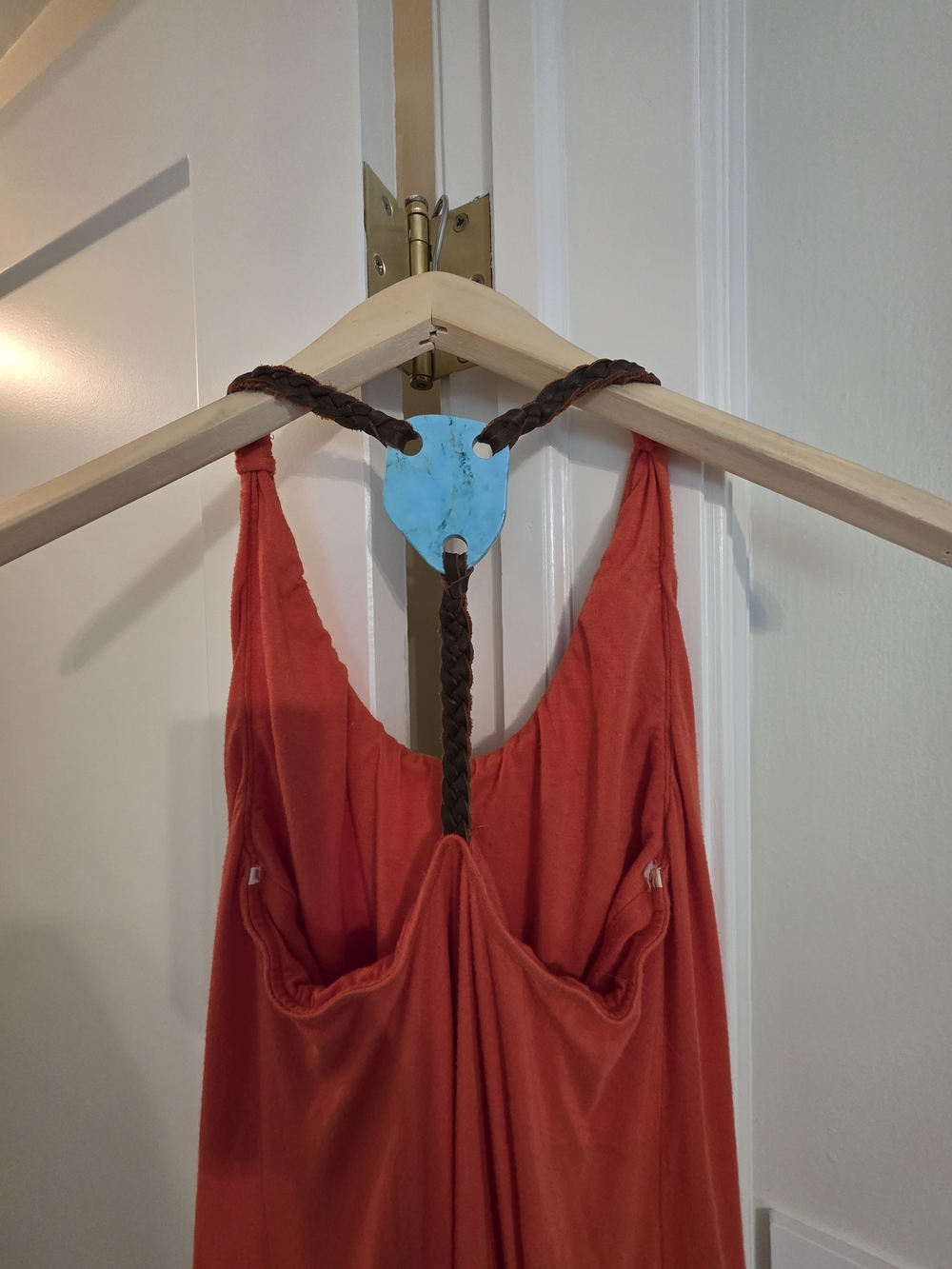 Sky Orange Braided-Strap Jumpsuit